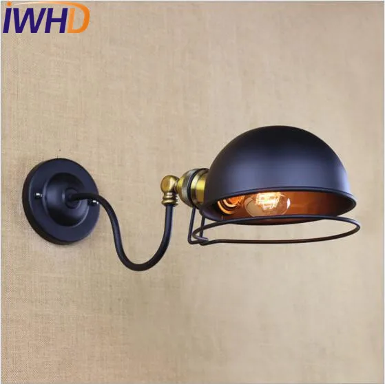 IWHD Золотой Медный Ретро винтажный настенный светильник LED с настенная лампа