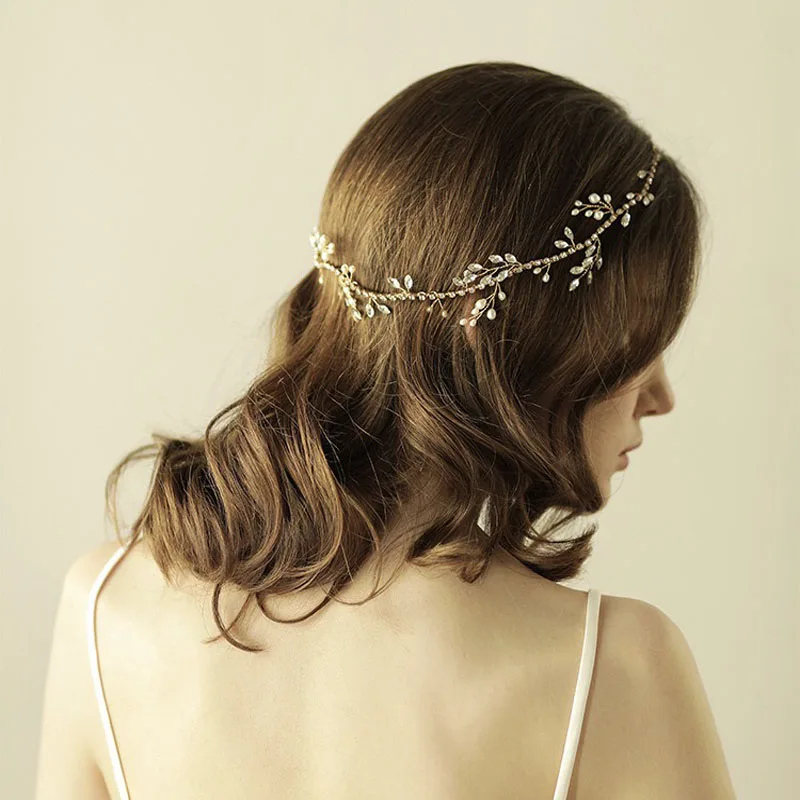 Bavoen свадебный ручной работы золотые Hairbands невесты Корейский мягкий тиара