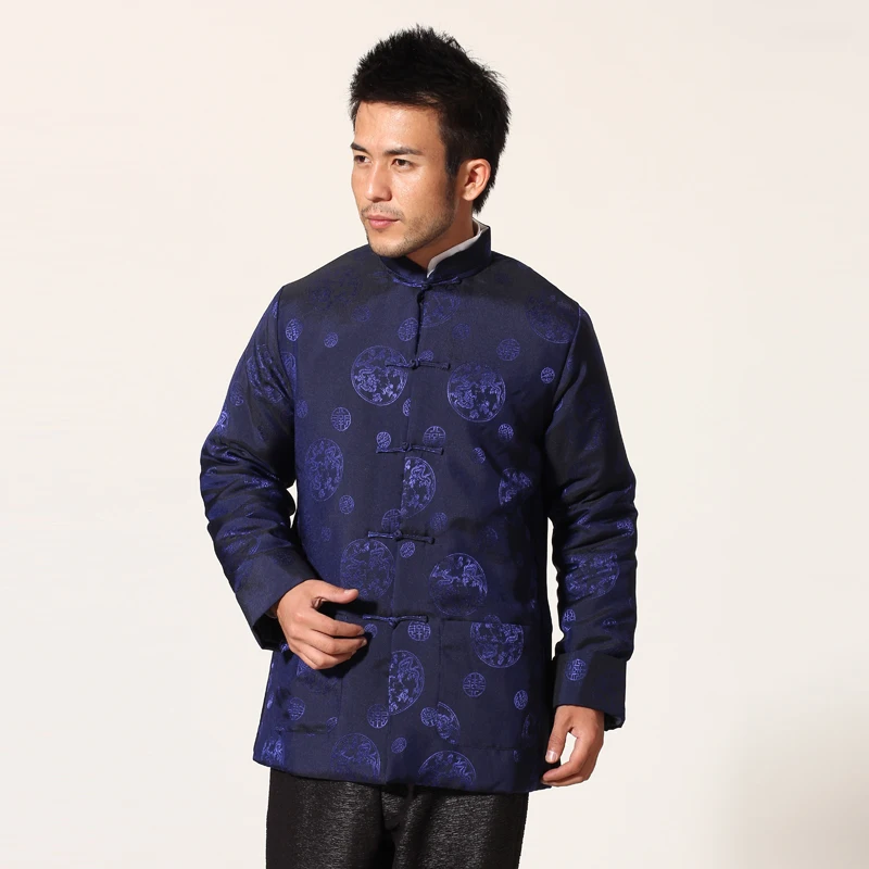 Коричневая Китайская традиционная Мужская шелковая атласная куртка винтажная