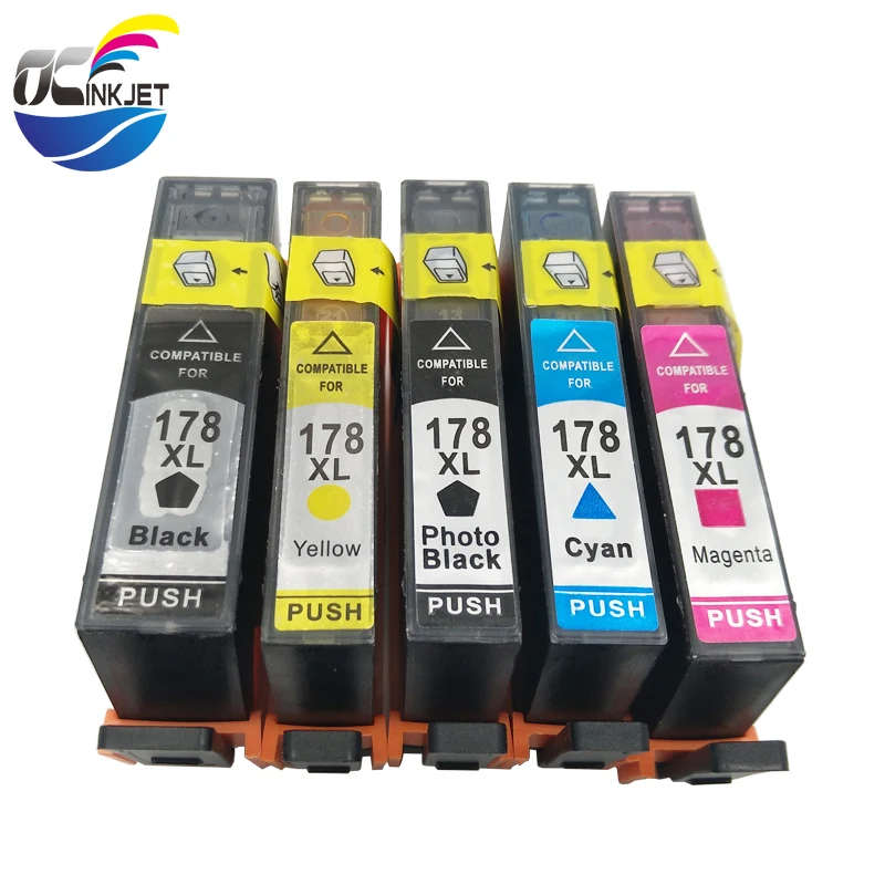 OCINKJET 5 шт. 178XL сменный чернильный картридж для hp 178 подходит Photosmart 5510 B109A B209a B210a C309 с
