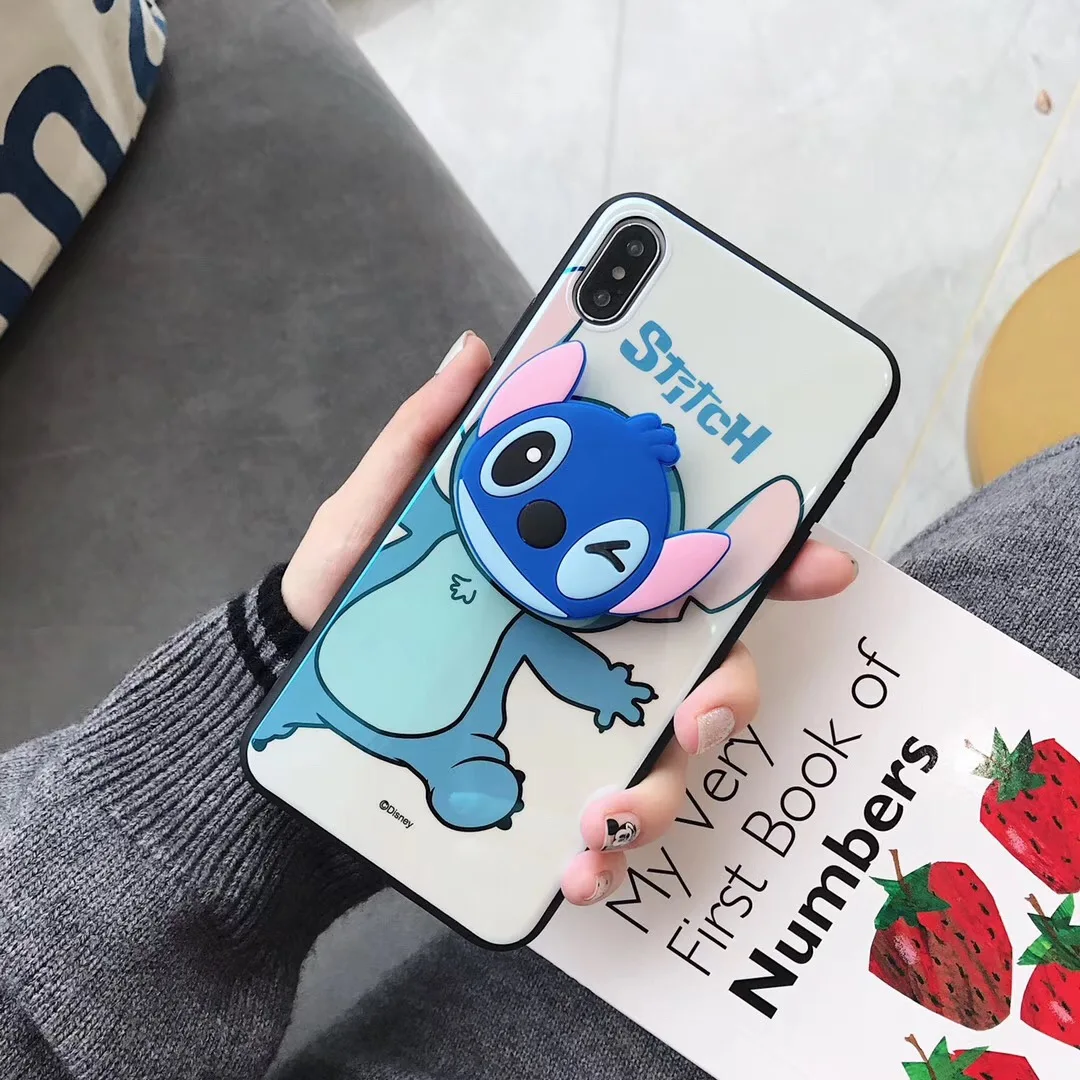Cute Cartoon Blu-ray Mike Stitch Big eyes Alien Case For iPhone 6 6s 7 8 Plus X XS MAX XR With bracket toy doll Cover Fundas |