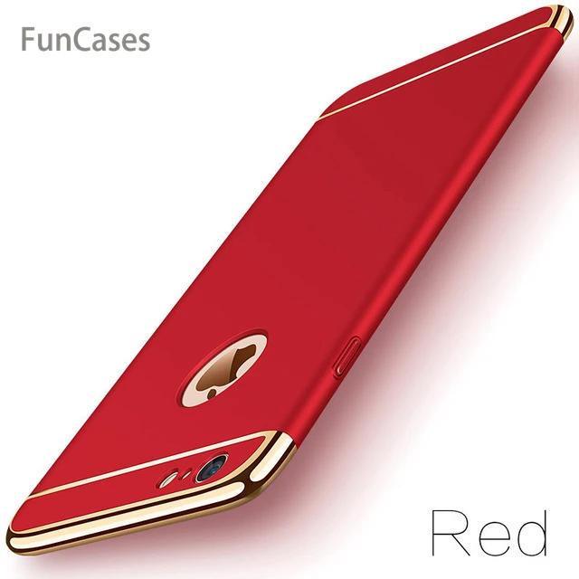 Red Роскошный Золотой Жесткий Чехол для iPhone 7 6 6s 5 5S SE X задняя крышка Xs Max XR Съемный 3 в 1 Fundas чехол для iPhone 8 7 6 6s Plus сумка - Цвет: Red