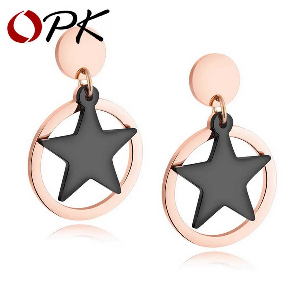 Женские серьги подвески в виде пентаграммы розового золота| |