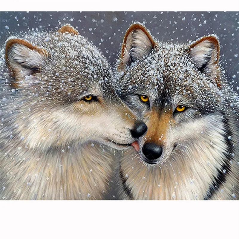 

5D DIY Diamond Painting Wolf Diamond Mosaic Picture Diamond Embroidered Wolf Couple Cross Stitch Animal Home Decoration Gift