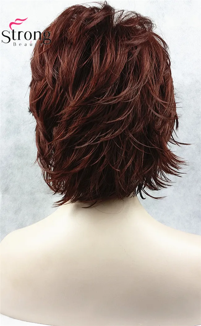 StrongBeauty короткий светло-коричневый подчеркивает Feathery Shaggy полный синтетический парик выбор цвета