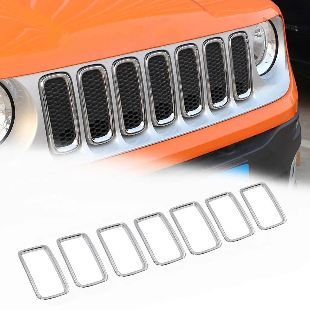 7 шт Серебряный ABS передняя решетка отделка кольцо Вставка Крышка для Jeep Renegade 2015
