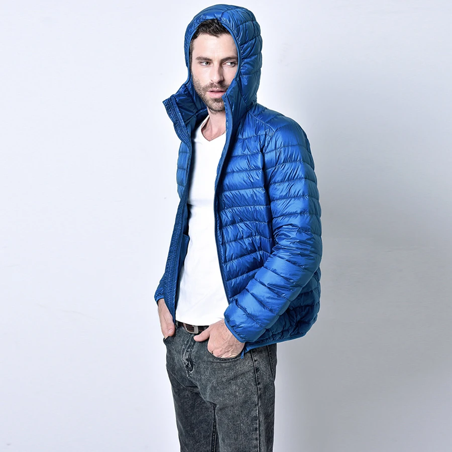 Ультралегкий мужской пуховик на 90% белом утином пуху зимняя и осенняя