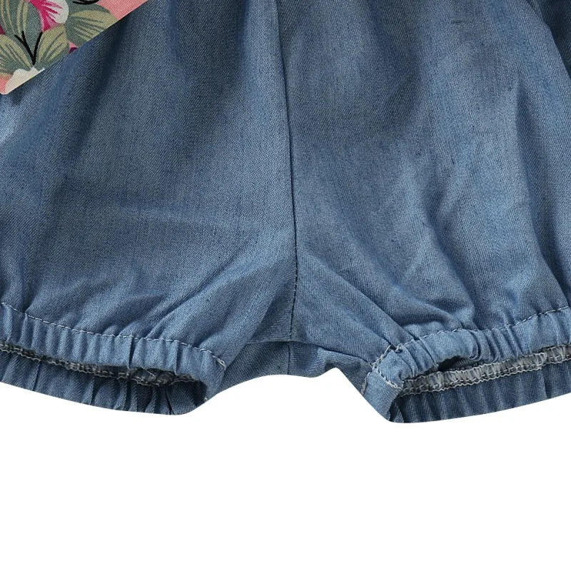 

Girls summer suit floral ruffled top + bloomer bow-knot accessories two-piece suit outfit for 0-5T
