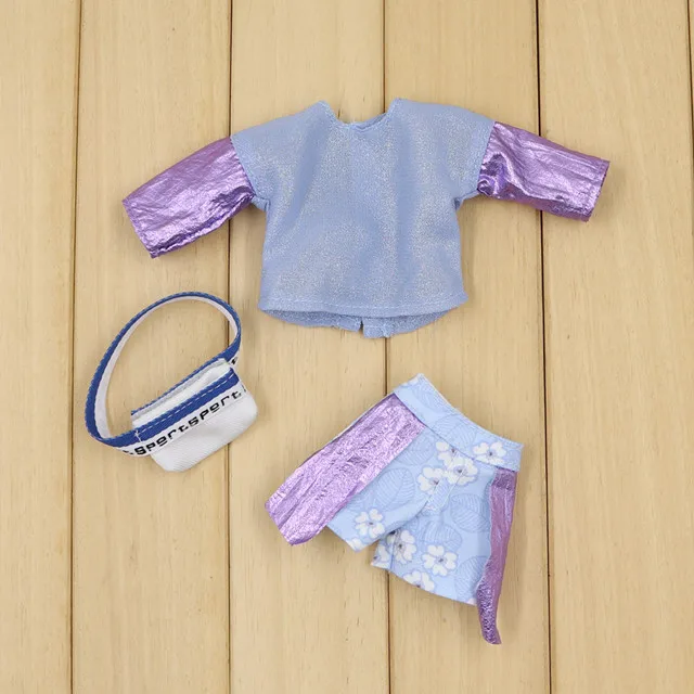 suit Костюм одежды для куклы Blyth фиолетовая шифоновая футболка и джинсовые штаны для 1/6 BJD ICY NEO Pullip - Цвет: suit