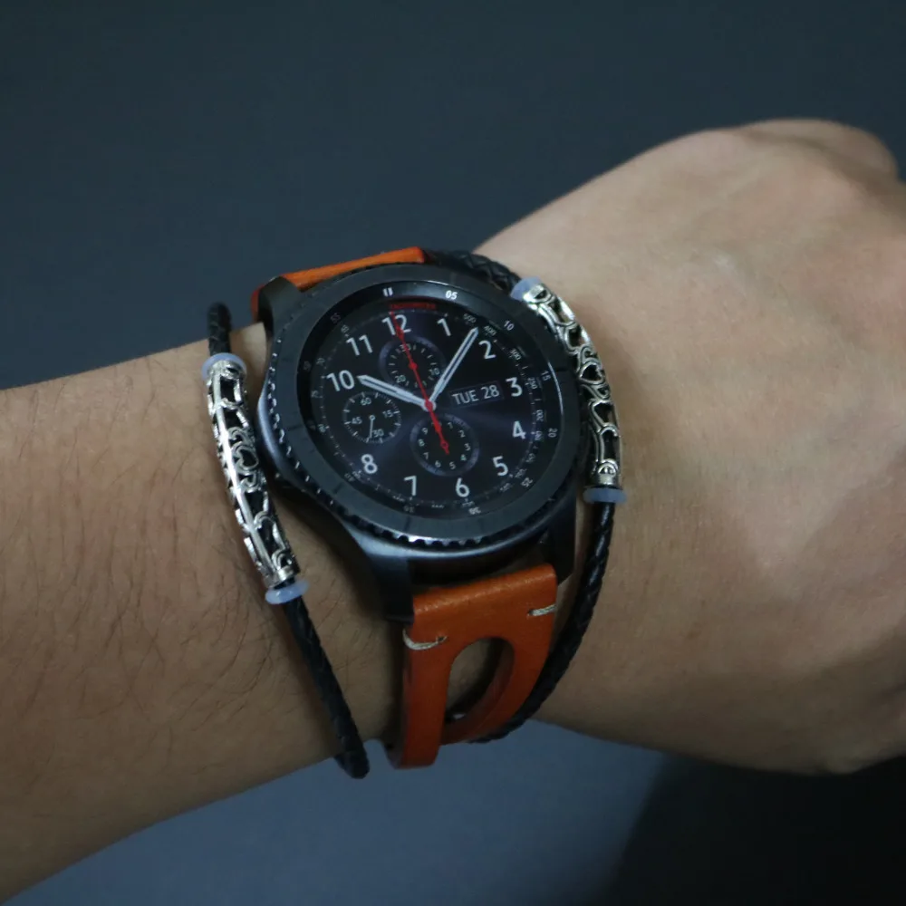 Ремешок кожаный для Samsung Galaxy Watch 46 мм браслет смарт часов Huami Amazfit Pace/Stratos 2 22