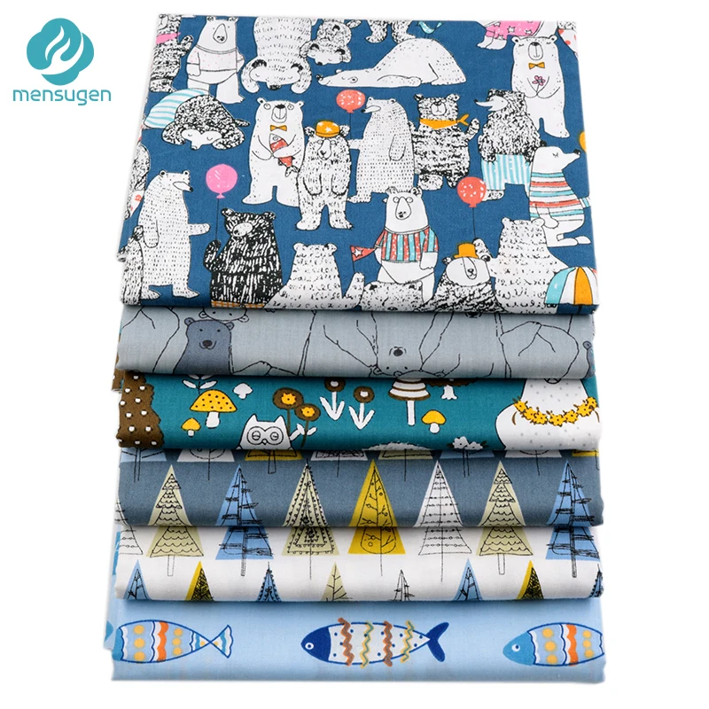 Mensugen 50 см * 160 хлопок мультфильм Животные ткань для лоскутного шитья подушки