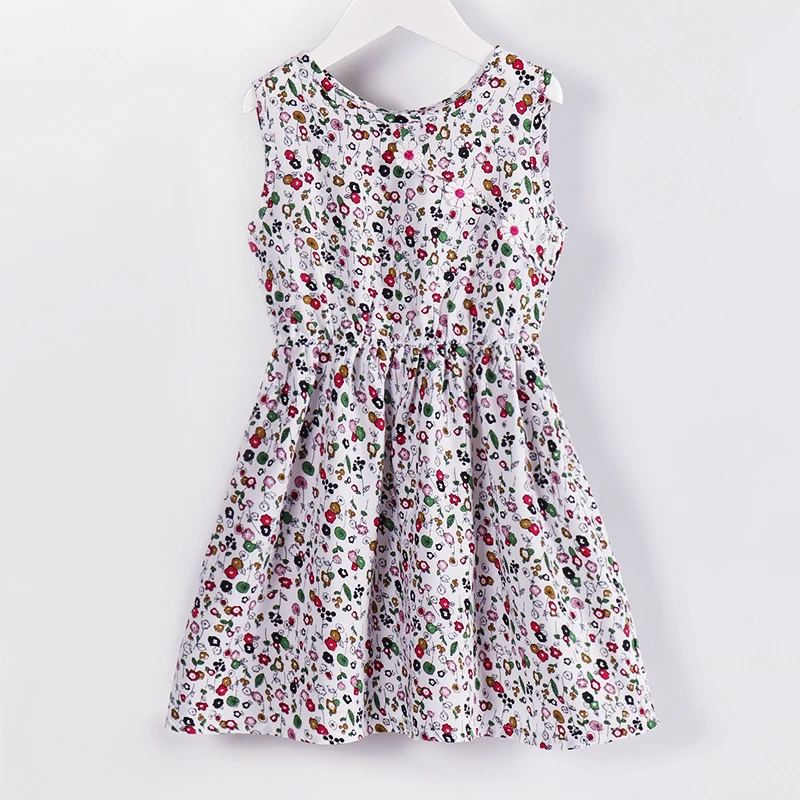 2019 Fashion Kids Girls Summer Dress O-neck Sleeveless Silk Floral A-line Elegant Cute Princess Outfits | Детская одежда и обувь