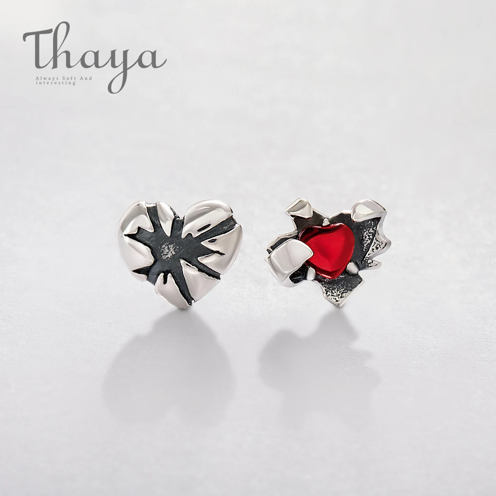 Thaya/красные серьги с цирконием в виде сердца s925 серебро гвоздики на День Святого
