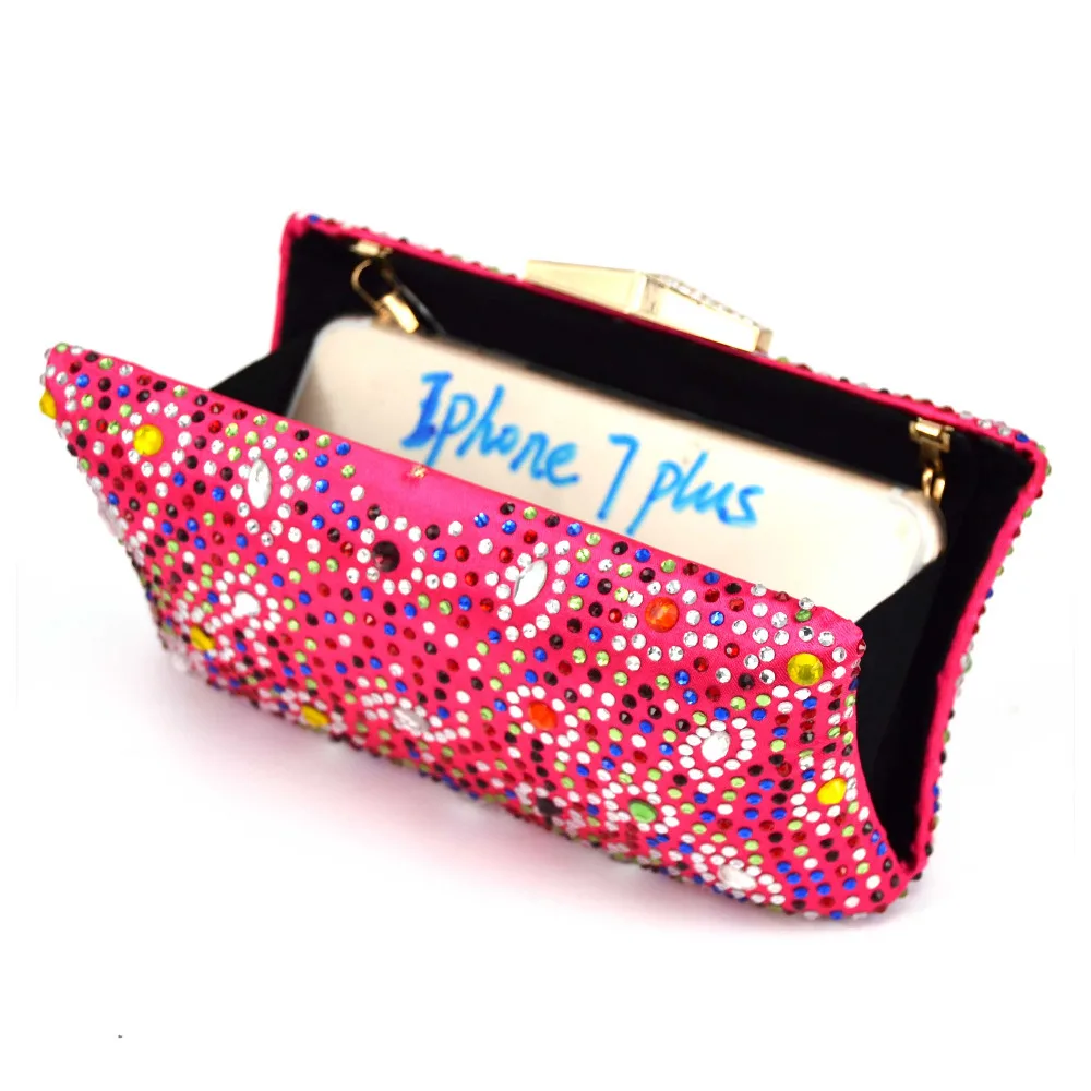 Зеленая Хрустальная вечерняя сумочка яркая со стразами для банкета плоская