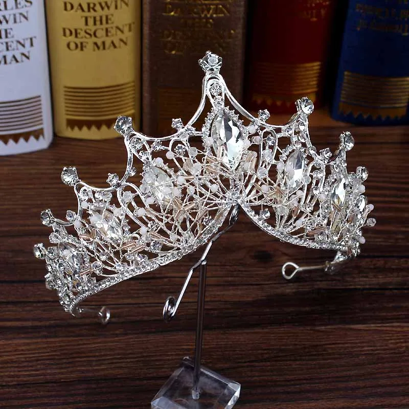 Baroque Crown Роскошные Свадебные короны в стиле барокко с кристаллами и бусинами, ручная работа, жемчужная тиара, ободки, стразы, диадема, королевские свадебные аксессуары для волос - Окраска металла: Baroque Crown