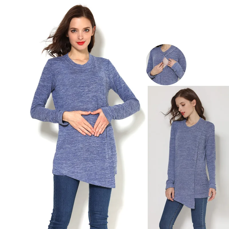 

Autumn Winter Maternity Clothes Nursing Tops Long Sleeve Maternity T-shirt Breastfeeding Clothes For Pregnant Women