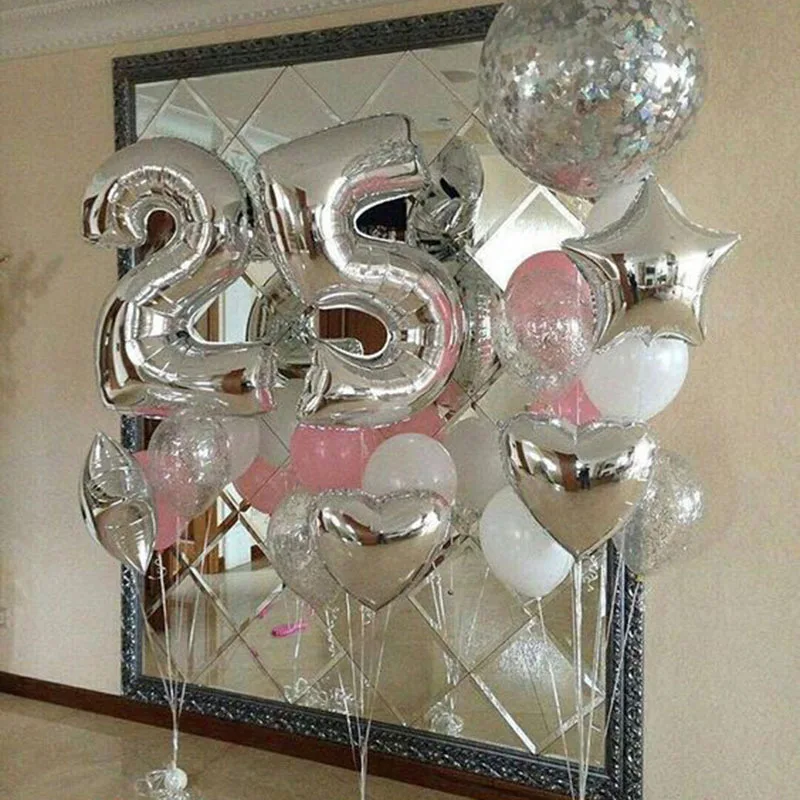32 дюймовые зеркальные фольгированные воздушные шары большого размера для