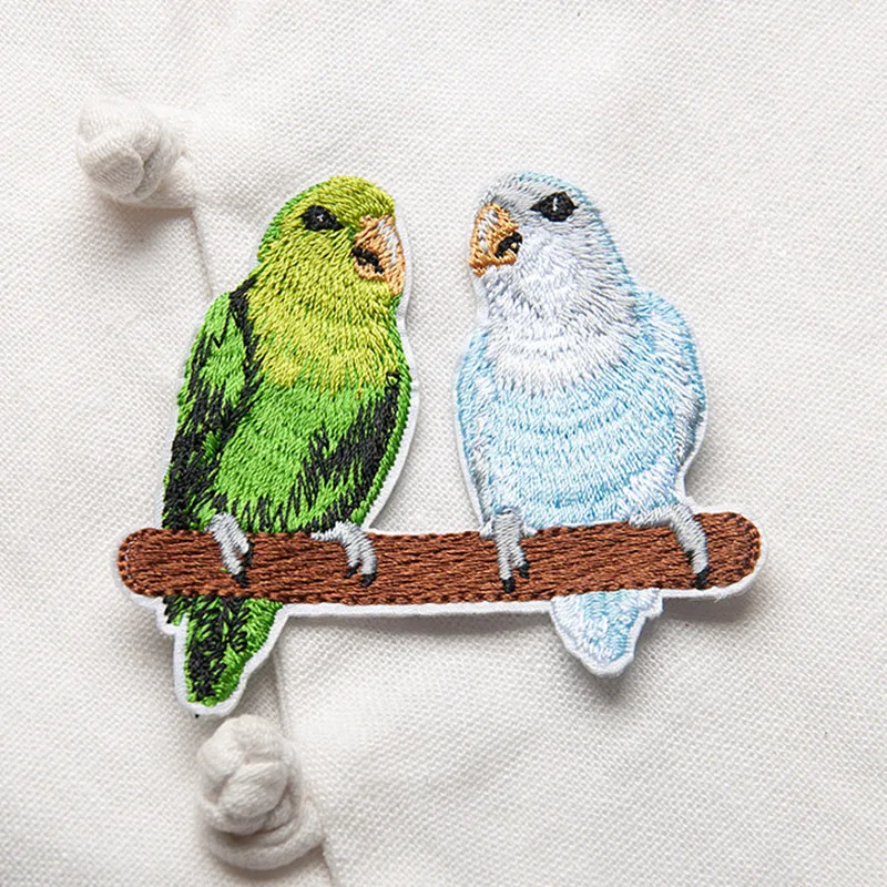Парные нашивки с зеленым попугаем 10 шт. нашивка вышивкой утюгом для одежды
