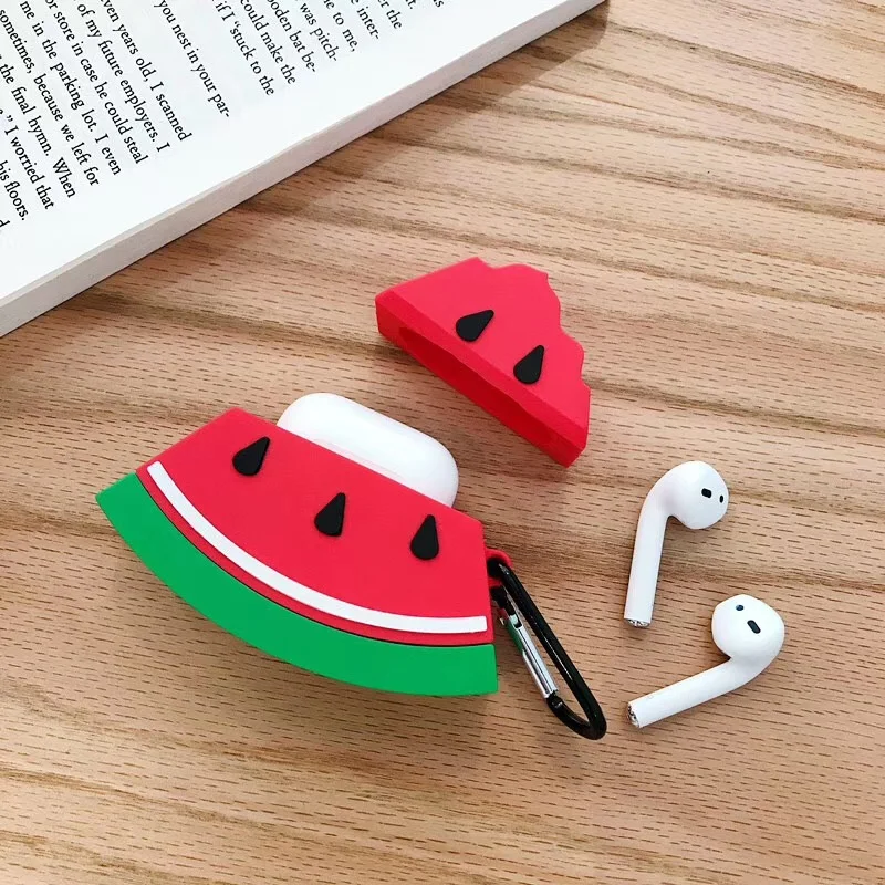 Мультфильм фрукты, арбуз беспроводной Bluetooth наушники чехол для Apple AirPods силиконовый зарядный ящик наушники Чехлы аксессуары