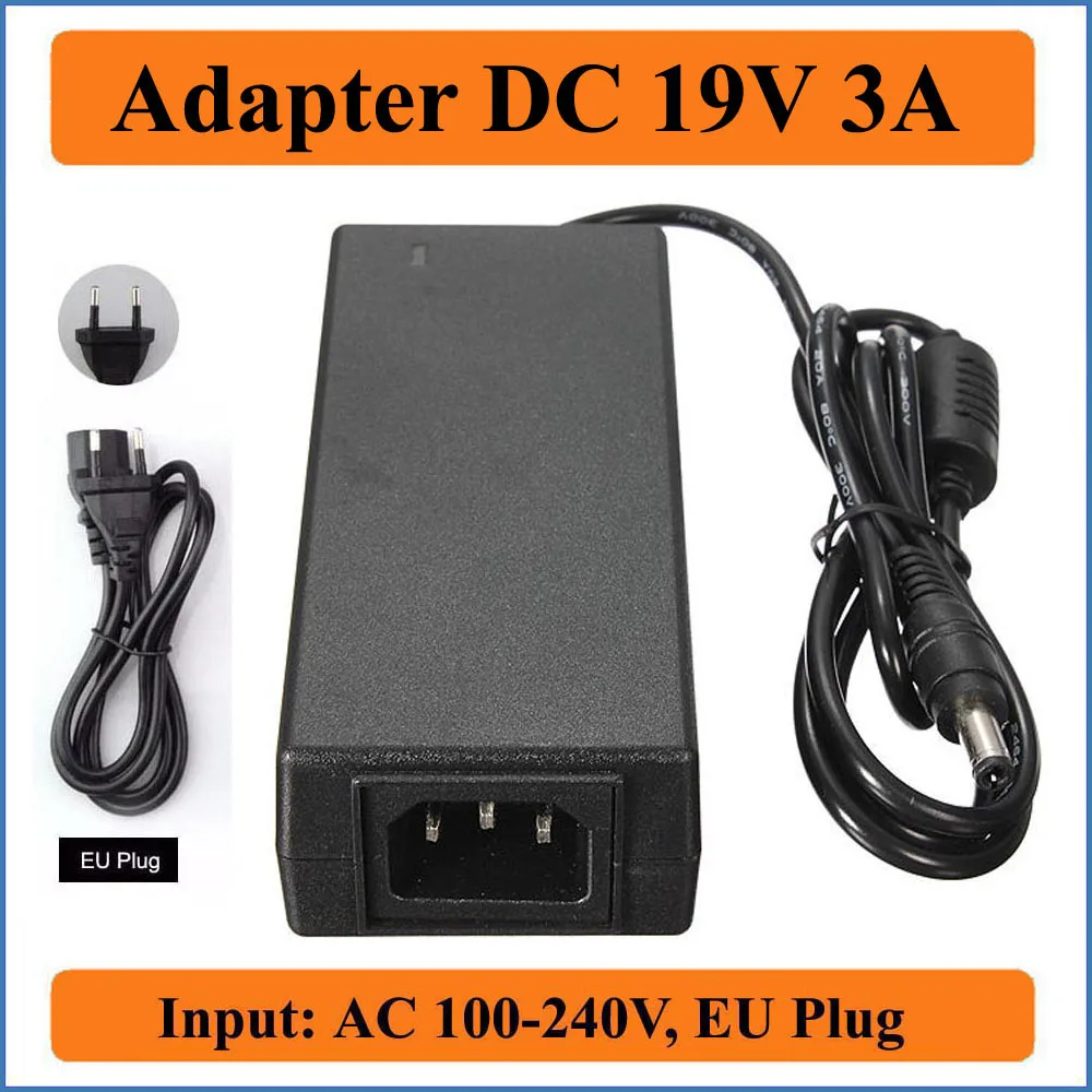 19V 3.42A штепсельная вилка европейского стандарта AC DC адаптеры 5.5mmx2.1 2 5 мм Новые
