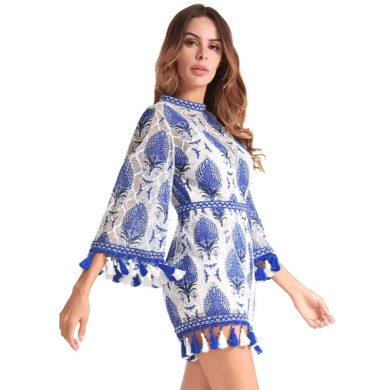 Ruiyige 2018 Лето Для женщин комбинезоны Boho комбинезон кружева вышивка кисточкой