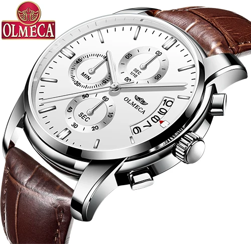 OLMECA мужские наручные часы Авто Дата Модные Роскошные Кварцевые relogio masculino