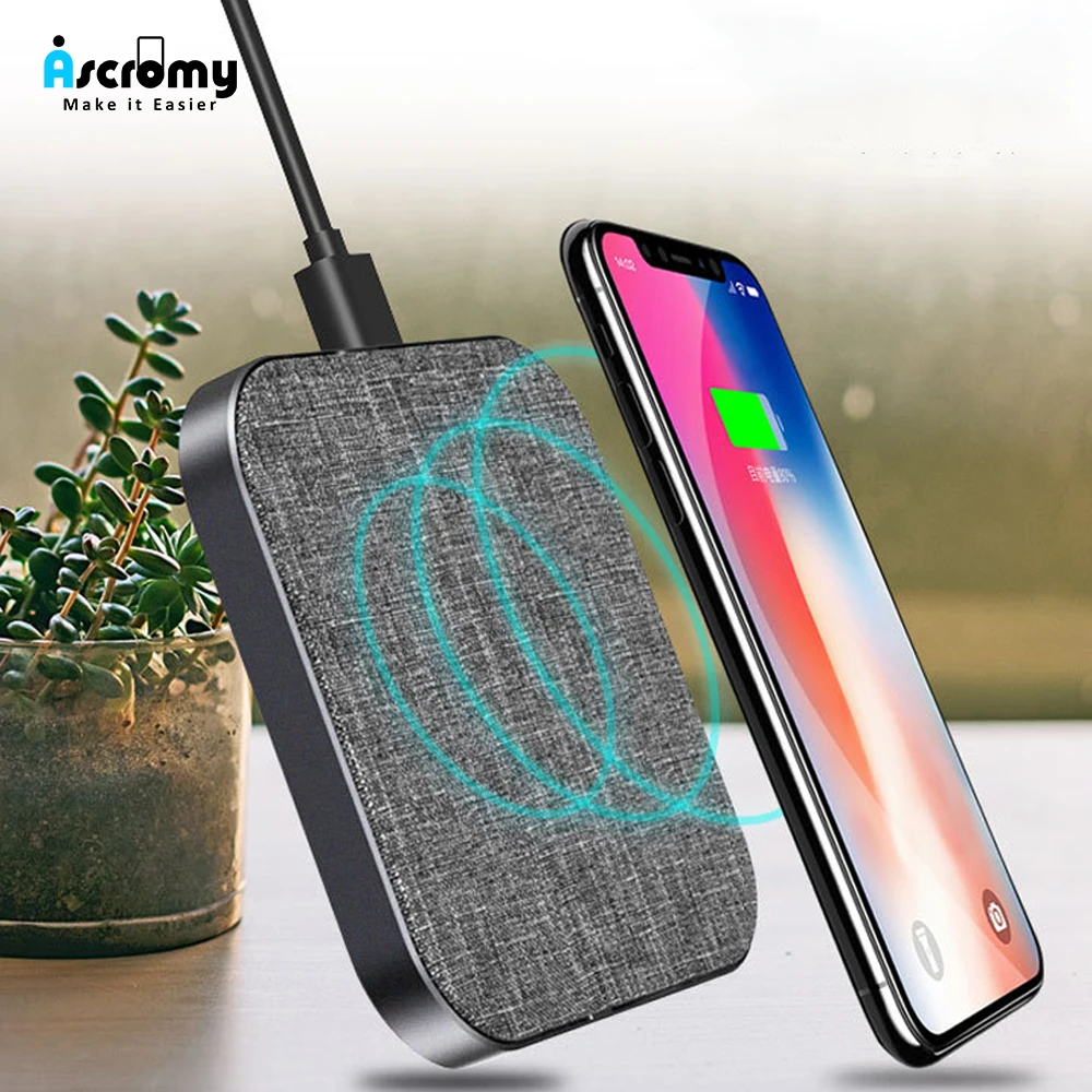 Ascromy 10 Вт Qi Беспроводной Зарядное устройство для iPhone X XS Max XR 8 плюс samsung s8 Алюминий сплав зарядная станция Беспроводной быстро Зарядное устройство