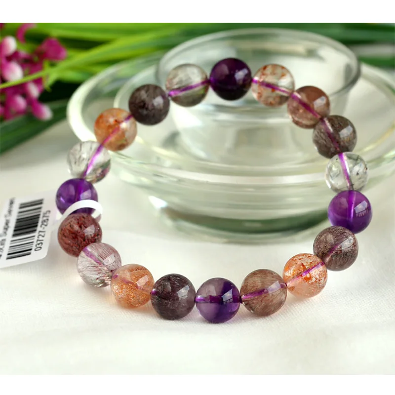 

High Quality Natural Genuine Multi Colors Mix Super Seven 7 Finish Stretch Bracelet Round Beads Melody Stone 10mm