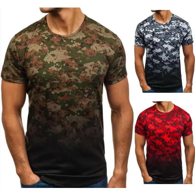 

Male 2018 Short Sleeve Gradient Color T Shirt O-Neck Slim Men T-Shirt Casual Clothing Tops Fashion Mens Tee Shirt T Shirts