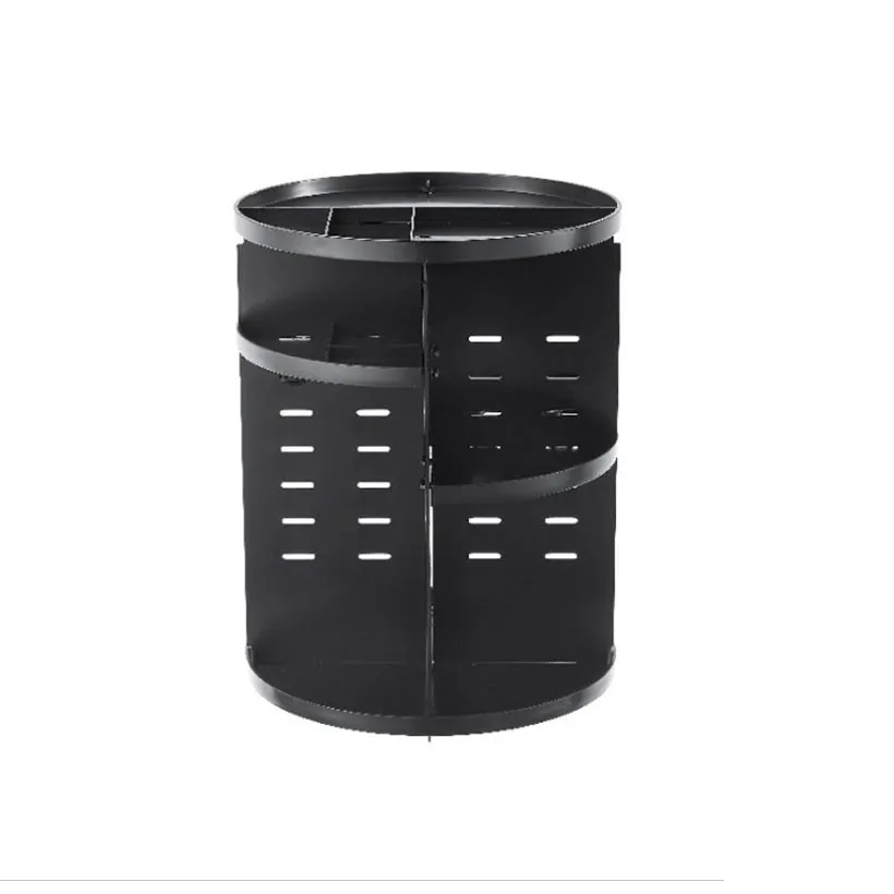 Black storage rack Модная вращающаяся на 360 градусов коробка для хранения, стойка для макияжа, органайзер для ванной комнаты, полка для косметики, контейнер для ювелирных изделий, портативная рамка для полок - Цвет: Black storage rack