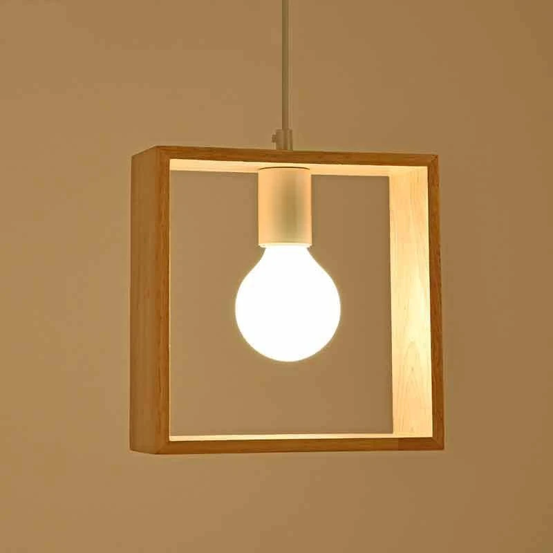 Nordic style geometric solid wood creative pendant lights for kitchen island dining room bedroom corridor aisle wooden lamp | Лампы и