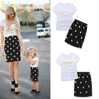 babzapleume summer fashion style mother and daughter outfits clothing sets t shirtdot skirt family matching clothes 2pcs bc1428