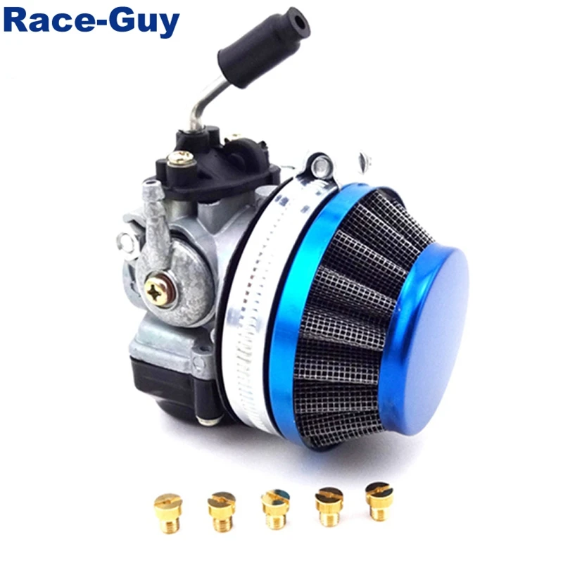 Карбюратор Racing Carb + синий 59 мм воздушный фильтр струи для 49cc 50cc 60cc 66cc 80cc 2 тактный