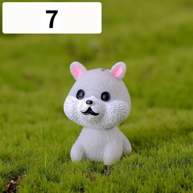 7 Миниатюрная фигурка мини-собаки щенка из мультфильма, фигурка животного, украшение торта, украшение из смолы, сказочный садовый декор, украшение для дома, аксессуары для творчества - Цвет: 7