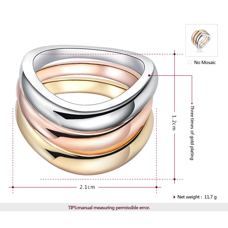 3 шт. обручальные кольца с фианитами цвета розового золота|engagement wedding ring|wedding