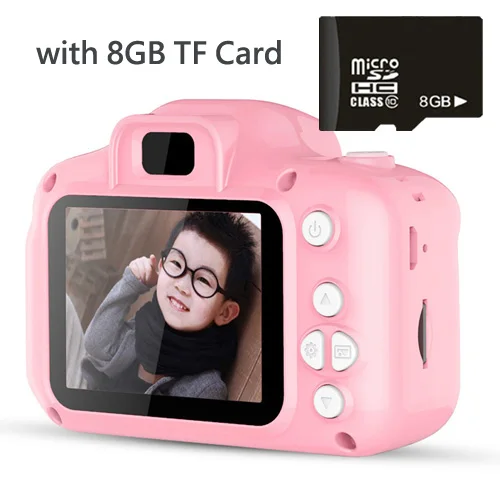 Pink 8GB Card 1080 P Детская Цифровая камера высокой четкости Смарт съемки видео Запись функция камера игрушки для детей подарок на день рождения - Цвет: Pink 8GB Card