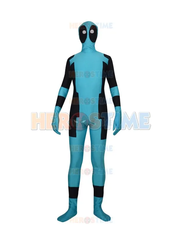 Небесно-голубой костюм супергероя комиксов Марвел Дэдпул зентай лайкра спандекс
