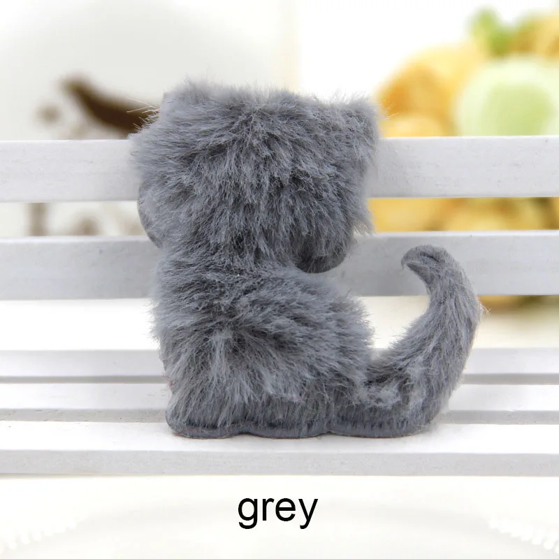 grey 24 шт./лот, 4,5x4,9 см, разноцветные плюшевые аппликации в виде кота для детей, заколки для волос, аксессуары и нашивки для детей своими руками - Цвет: grey