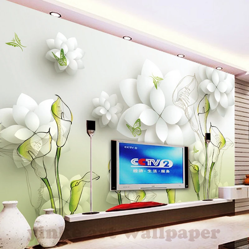 

3D обои, красивые белые цветы, белые фотообои, гостиная, столовая, современный простой декор, настенная живопись, Papel роспись