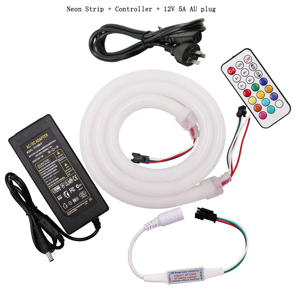 Neon control 5A AU 1 м/2 м/5 м RGB светодиодная неоновая веревка WS2811 Пиксельная полоса светильник DC12V WS2812B 21 ключ контроллер пикселя 5A адаптер питания EU/UK/US/AU разъем - Испускаемый цвет: Neon control 5A AU