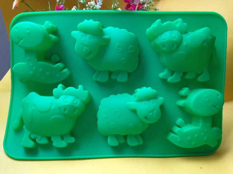 

6 cavity silicone mould cow Grassland sheep animal silicone cake mold jelly mold