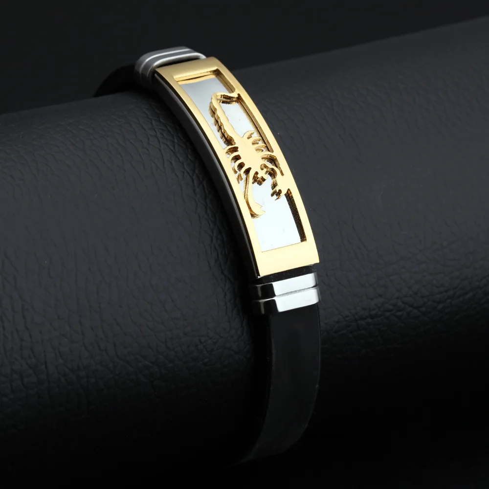 Мужской силиконовый браслет с скорпионом из нержавеющей стали|jewelry gordons|jewelry