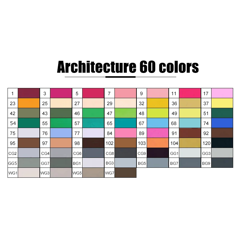 60 Architecture set TOUCHNEW 30/40/80/168 художественные маркеры на спиртовой основе, двойной наконечник для рисования манги, аниме, скетчей, дизайна - Цвет: 60 Architecture set