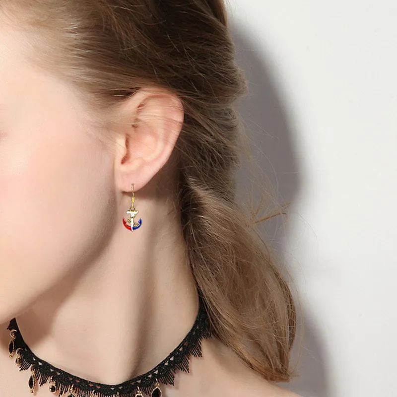 Женские готические серьги в виде якоря Boho модные ювелирные изделия золотого