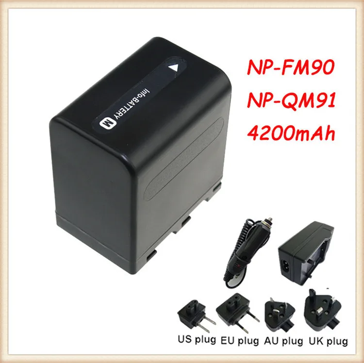 High Capacity 4200mAh 3PCs NP-QM91/NP-FM90 Camera Batteies +NP FM90 BATTERY Charger +car charger for Sony DCR-PC115E DCR-TRV265 |