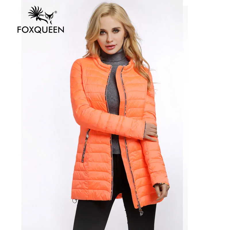 Foxqueen 2017 Весенний Новый Женский Облегающий Тонкий Пуховик Мод Теплая Женская