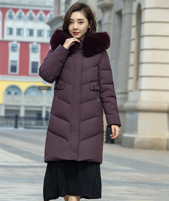 purple Зимние женские парки высокого качества, большие размеры, XL-10XL хлопковое пальто, толстые теплые куртки с капюшоном, женские парки с меховым воротником, пальто G32 - Цвет: purple