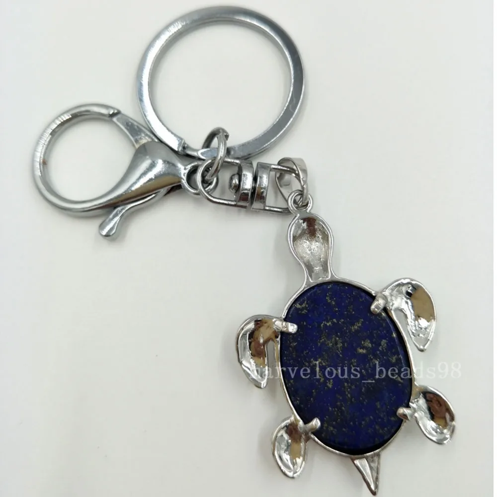 Lapis Lazuli сердолик опал Aventurine Tigers Eye Howlite Jaspe Crystal цепочка для ключей в виде черепахи