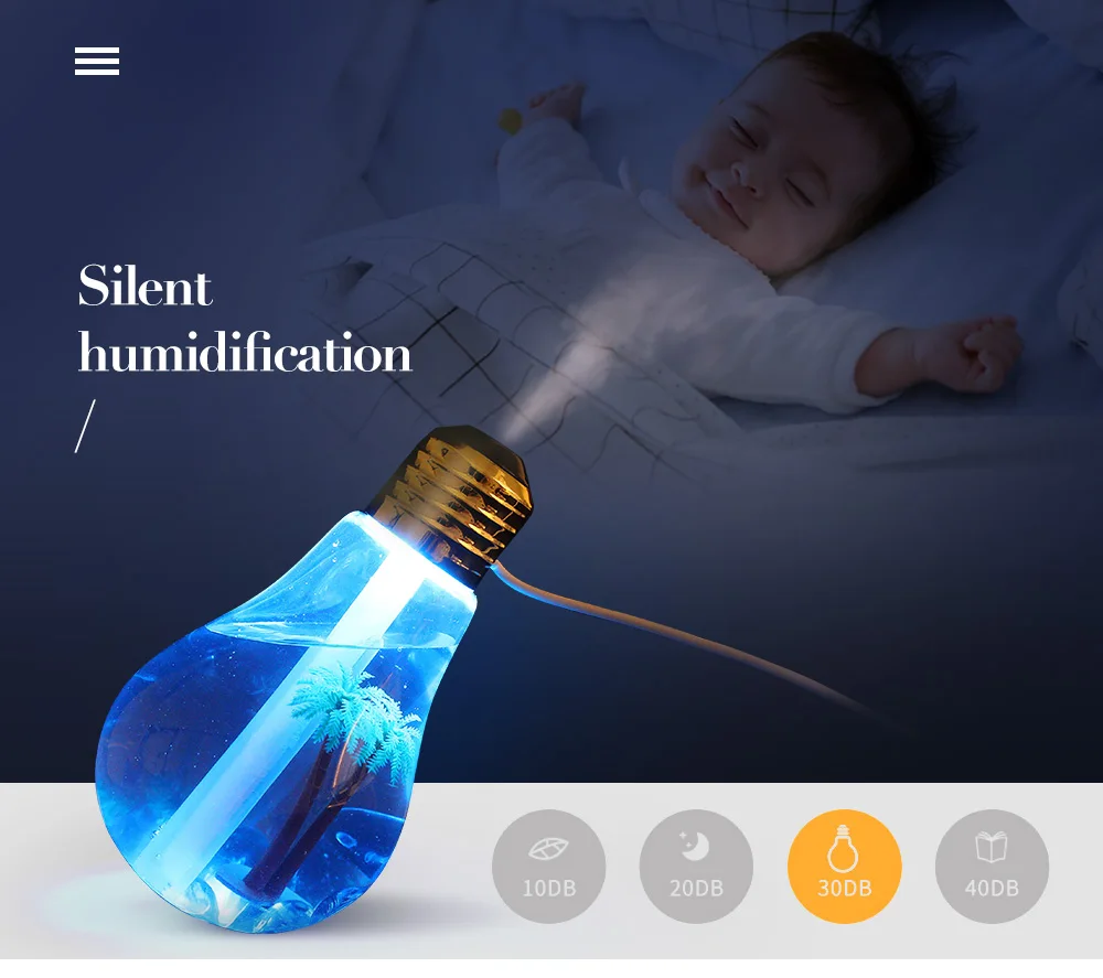 Mini Landscape Glass Bulb Night Light Humidifier for Room Mini Creative Gift Home Decoration Accessories Ornaments Home Js-Qcdp