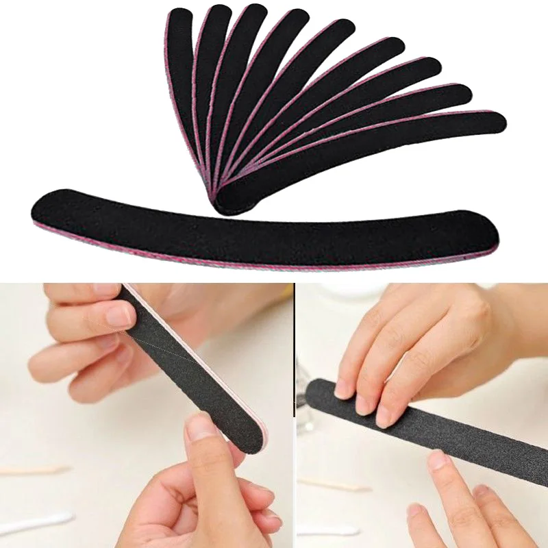 10 шт. Бумеранг в форме банана изогнутая пилочка для ногтей наждачная доска